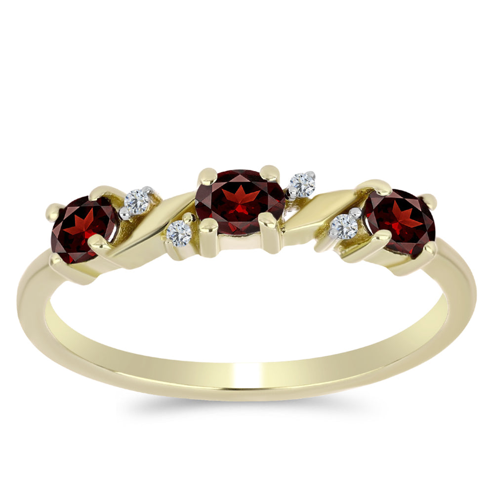 Anel de Prata com Banho de Ouro com Granada de Barton e Topázio Branco