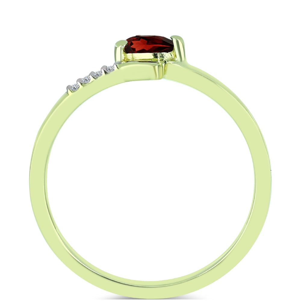 Anel de Prata com Banho de Ouro com Granada de Barton e Topázio Branco 2 