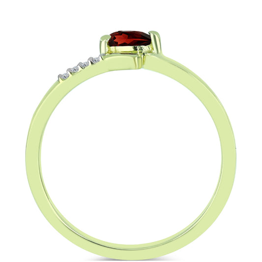 Anel de Prata com Banho de Ouro com Granada de Barton e Topázio Branco