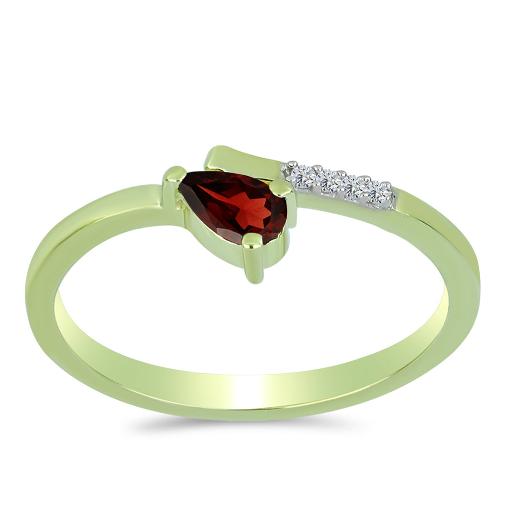 Anel de Prata com Banho de Ouro com Granada de Barton e Topázio Branco 3 