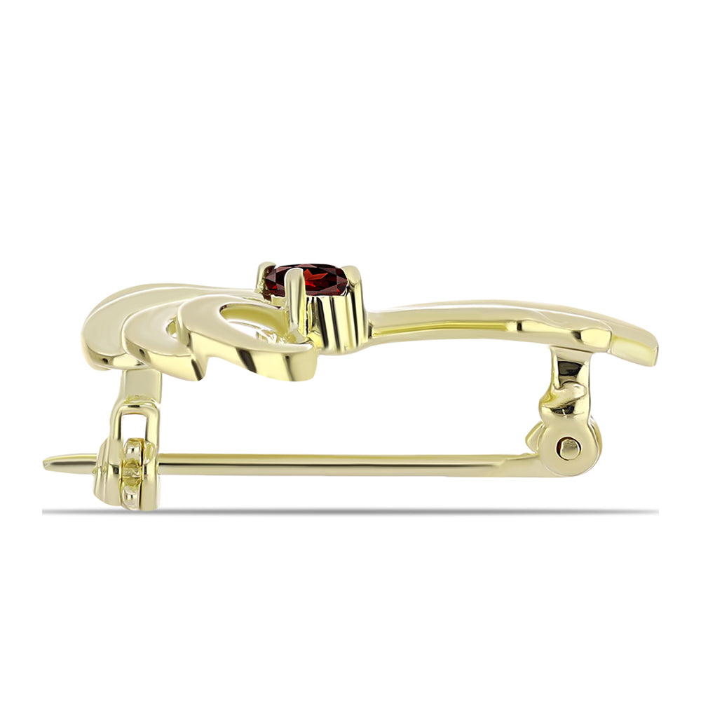 Alfinete de Prata com Banho de Ouro com Granada de Barton