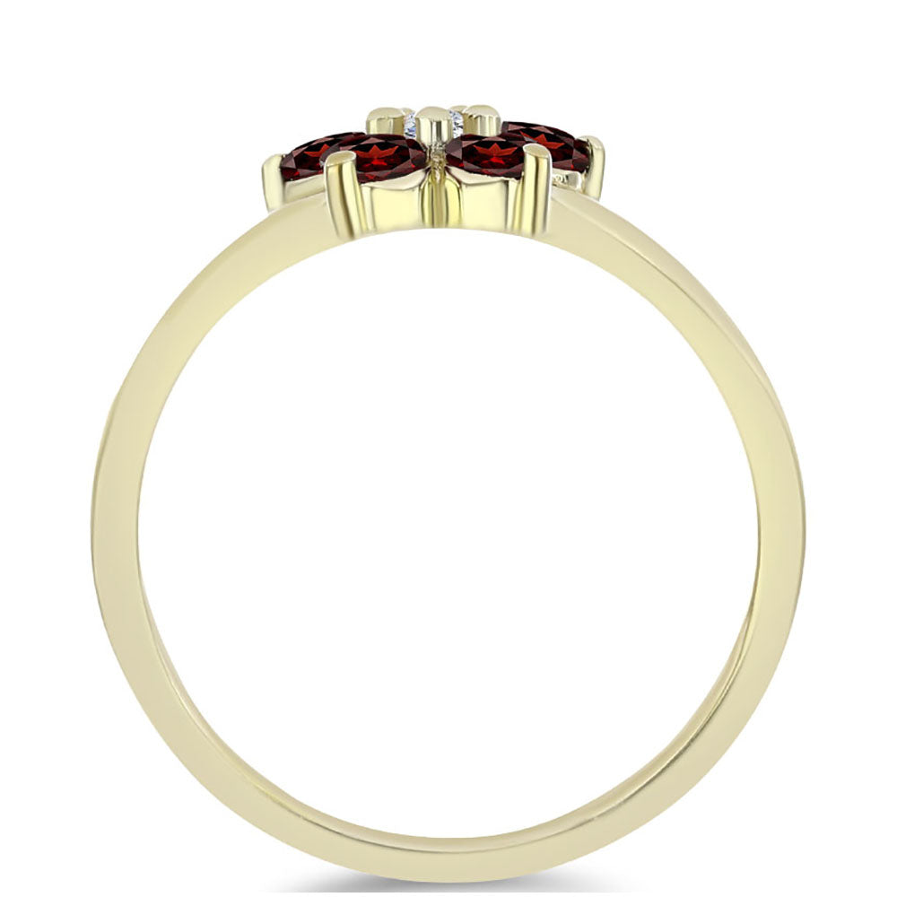 Anel de Prata com Banho de Ouro com Granada de Barton e Topázio Branco 2 