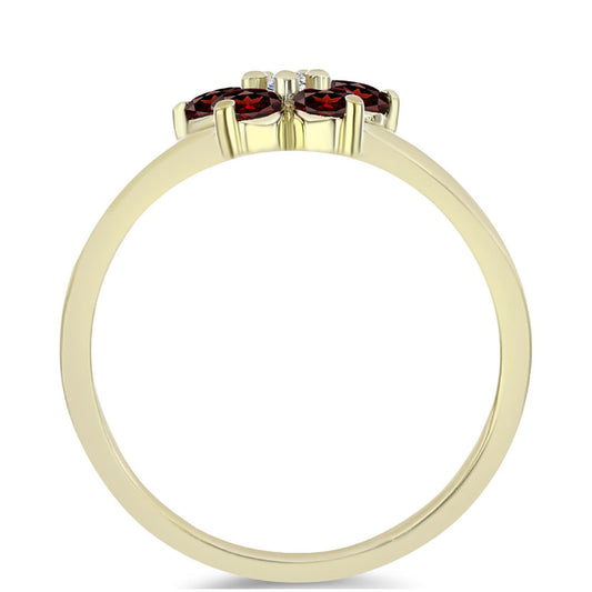 Anel de Prata com Banho de Ouro com Granada de Barton e Topázio Branco