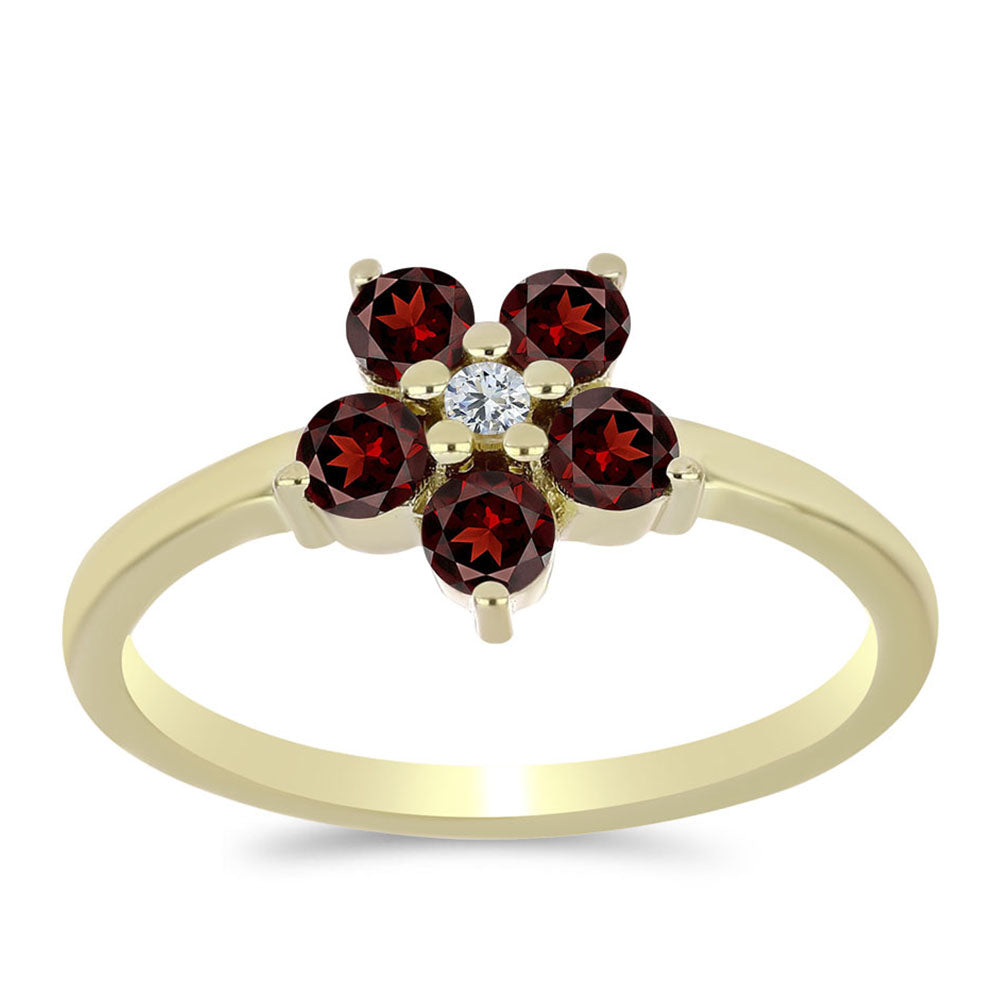 Anel de Prata com Banho de Ouro com Granada de Barton e Topázio Branco 3 