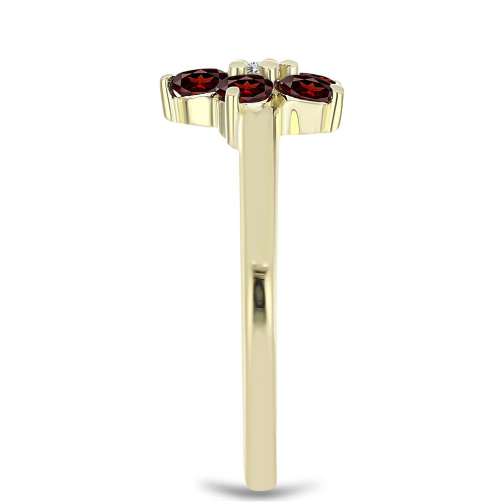 Anel de Prata com Banho de Ouro com Granada de Barton e Topázio Branco 4 