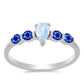 Anel de Prata com Safira Azul Australiana e Pedra da Lua Arco-íris