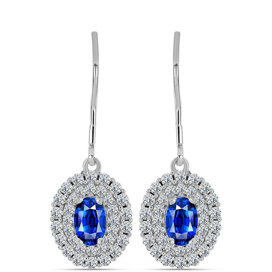 Brincos de Prata com Safira Azul Australiana e Topázio Branco