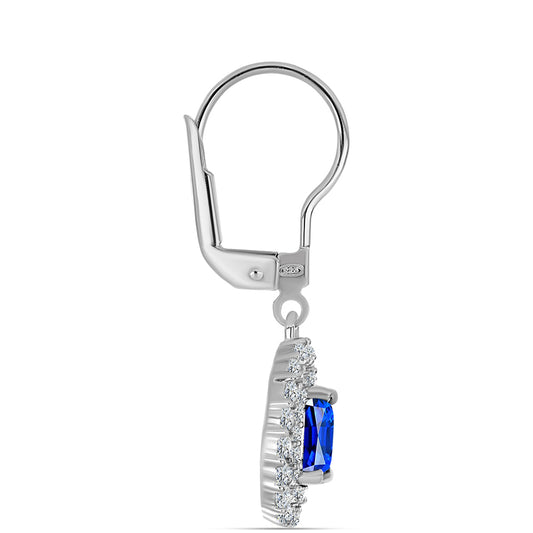 Brincos de Prata com Safira Azul Australiana e Topázio Branco