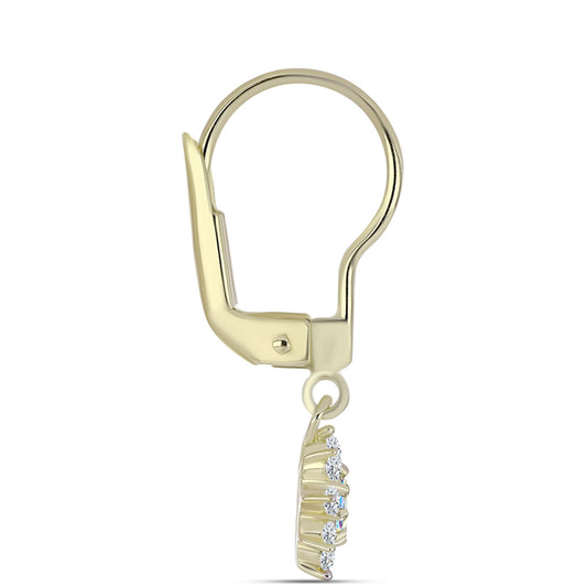 Brincos de Prata com Banho de Ouro com Moissanite efeito gelo e Topázio Branco