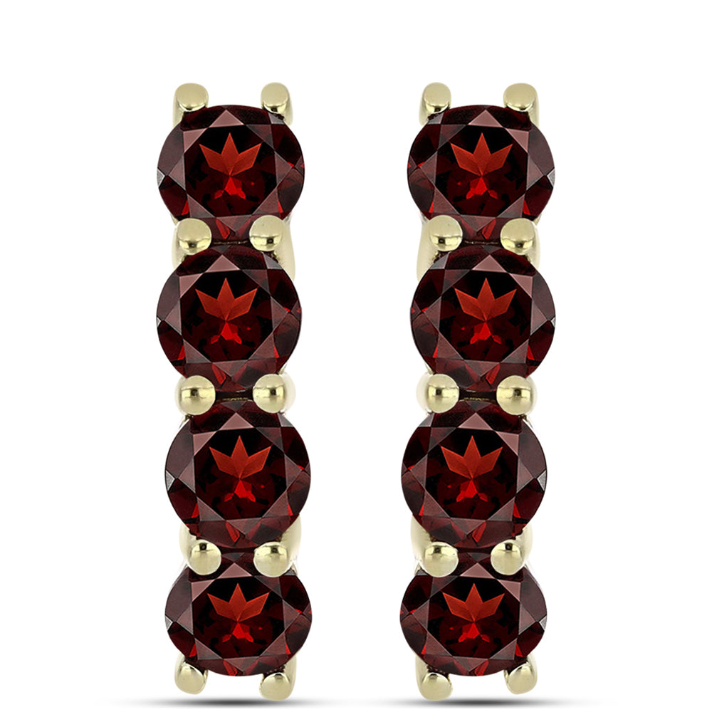 Brincos de Prata com Banho de Ouro com Granada de Barton