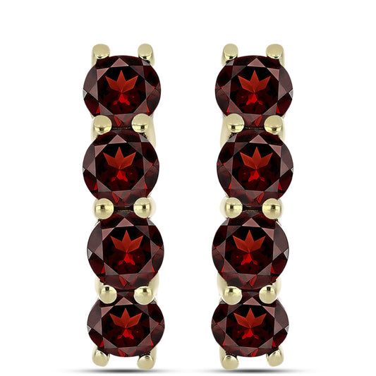 Brincos de Prata com Banho de Ouro com Granada de Barton