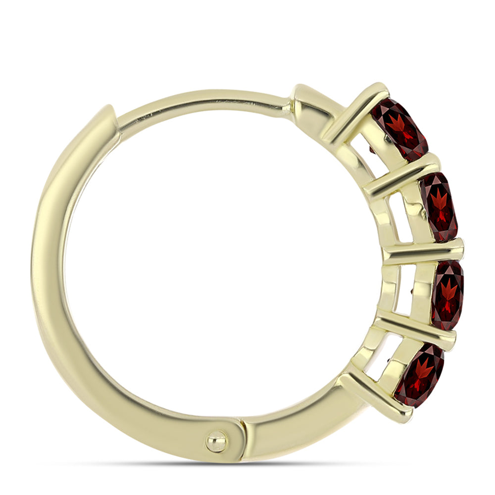 Brincos de Prata com Banho de Ouro com Granada de Barton