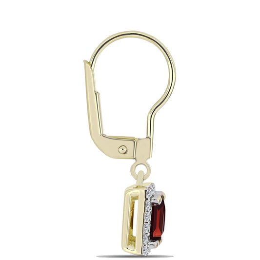 Brincos de Prata com Banho de Ouro com Granada de Barton e Topázio Branco