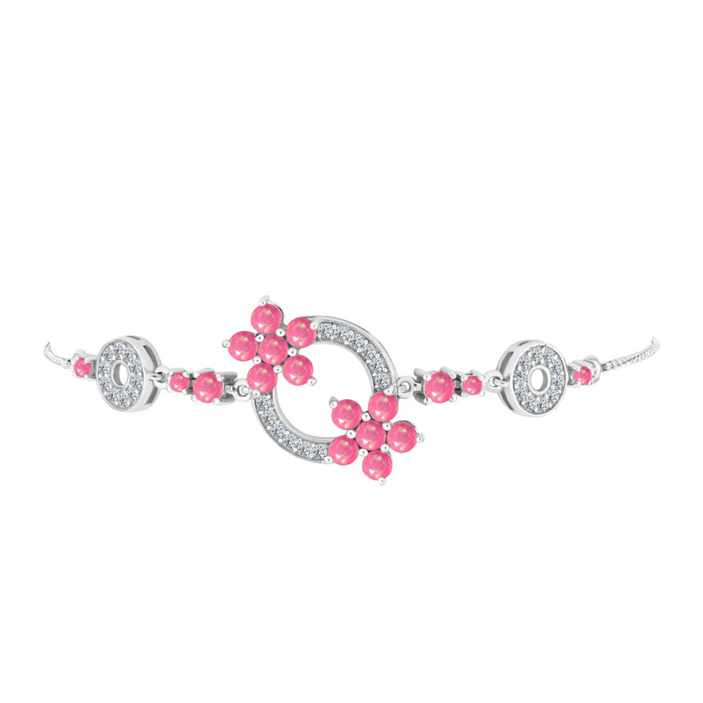Pulseira de Prata com Opala Rosa de Lega Dembi e Topázio Branco  Contraste: Cabeca de Veado (800) 2 