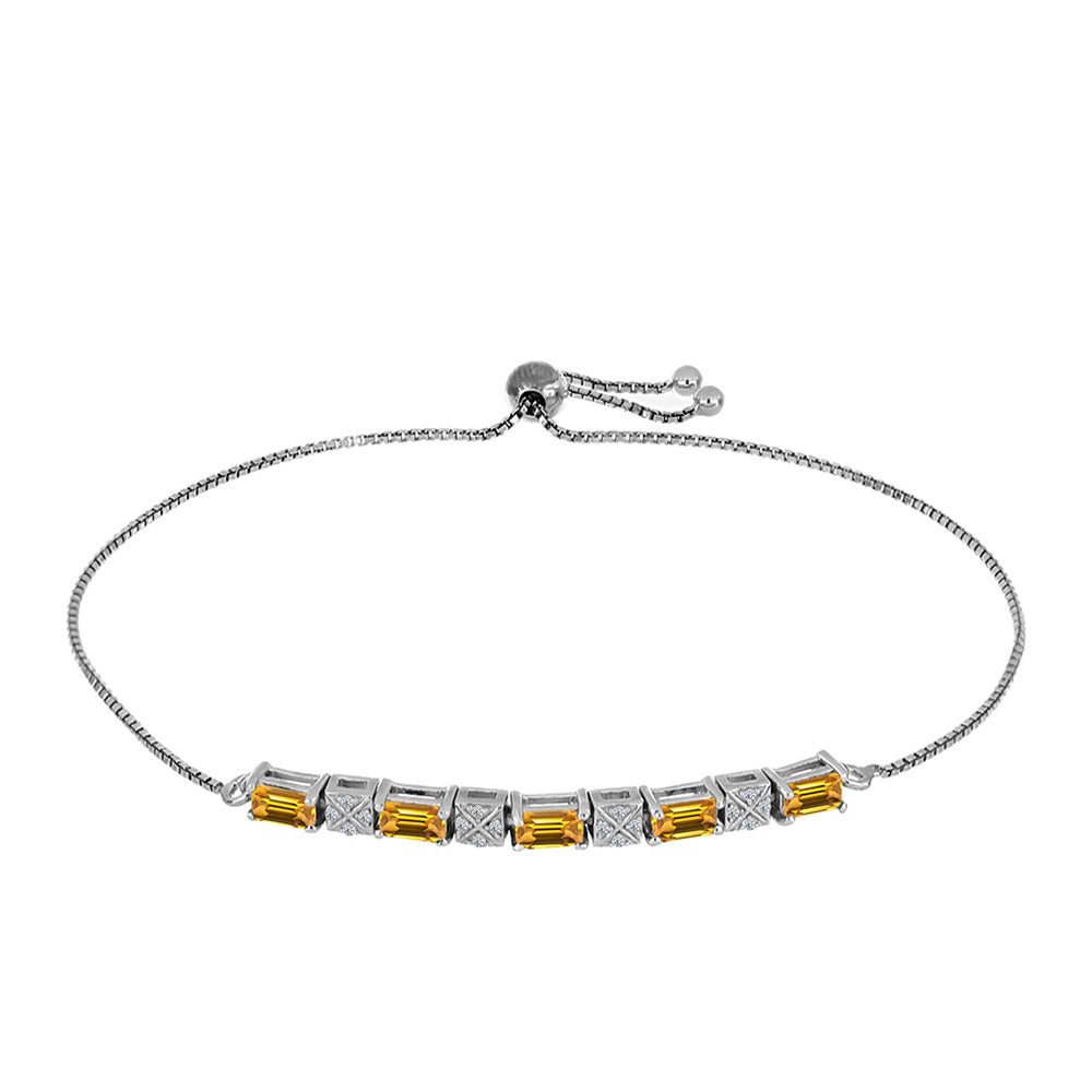 Pulseira de Prata com Topázio Imperial Amarelo e Topázio Branco  Contraste: Cabeca de Veado (800)