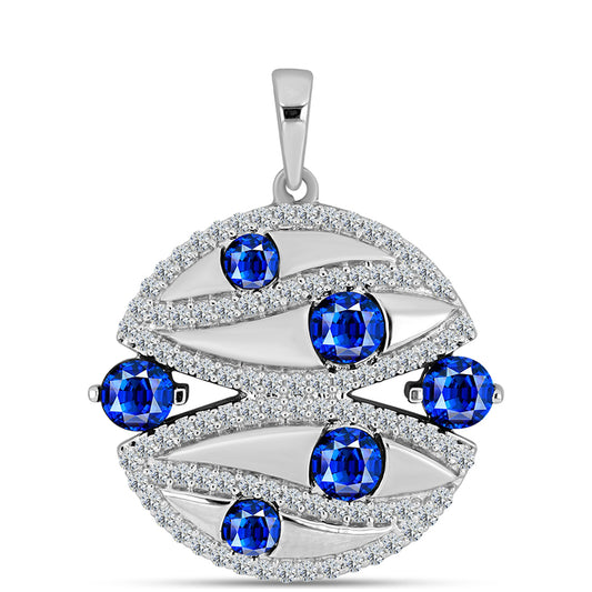 Pendente de Prata com Safira Azul Australiana e Topázio Branco  Contraste: Cabeca de Veado (800)