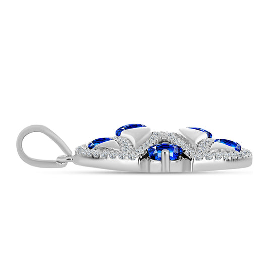 Pendente de Prata com Safira Azul Australiana e Topázio Branco  Contraste: Cabeca de Veado (800)