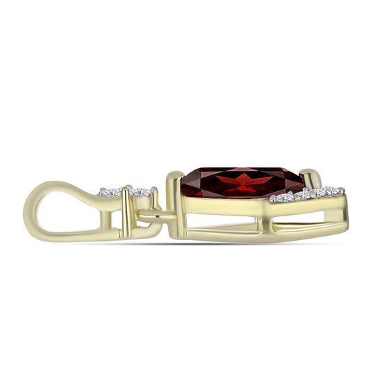 Pendente de Prata com Banho de Ouro com Granada de Barton e Topázio Branco