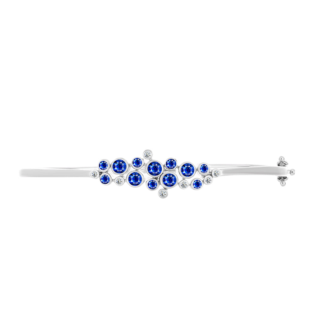 Pulseira de Prata com Safira Azul Australiana e Topázio Branco  Contraste: Cabeca de Veado (800)