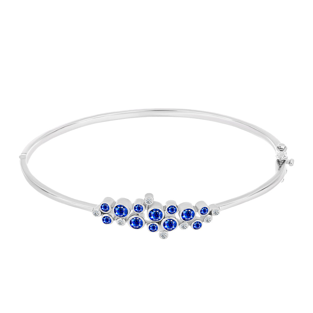 Pulseira de Prata com Safira Azul Australiana e Topázio Branco  Contraste: Cabeca de Veado (800) 1 