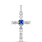 Cruz Pendente de Prata com Safira Azul Australiana