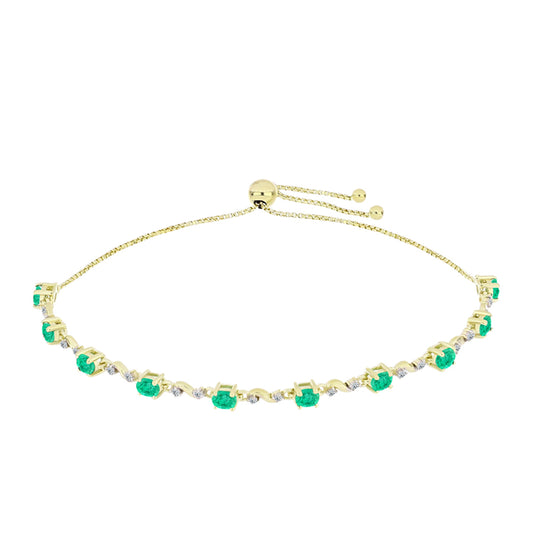 Pulseira de Prata com Banho de Ouro com Esmeralda da Colômbia e Diamante Branco  Contraste: Cabeca de Veado (800)