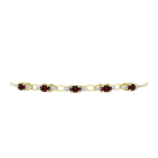 Pulseira de Prata com Banho de Ouro com Granada de Barton e Topázio Branco  Contraste: Cabeca de Veado (800)