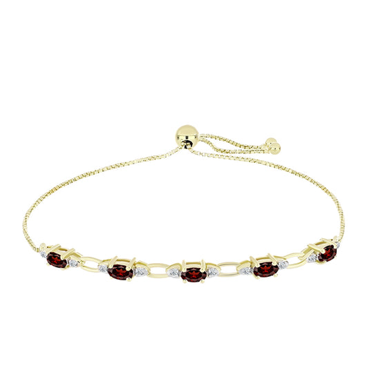 Pulseira de Prata com Banho de Ouro com Granada de Barton e Topázio Branco  Contraste: Cabeca de Veado (800)