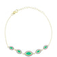 Pulseira de Prata com Banho de Ouro com Esmeralda da Colômbia e Diamante Branco  Contraste: Cabeca de Veado (800)