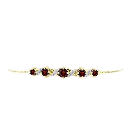 Pulseira de Prata com Banho de Ouro com Granada de Barton e Topázio Branco  Contraste: Cabeca de Veado (800)