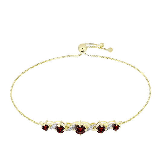 Pulseira de Prata com Banho de Ouro com Granada de Barton e Topázio Branco  Contraste: Cabeca de Veado (800)