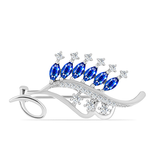 Alfinete de Prata com Safira Azul Australiana e Topázio Branco  Contraste: Cabeca de Veado (800)