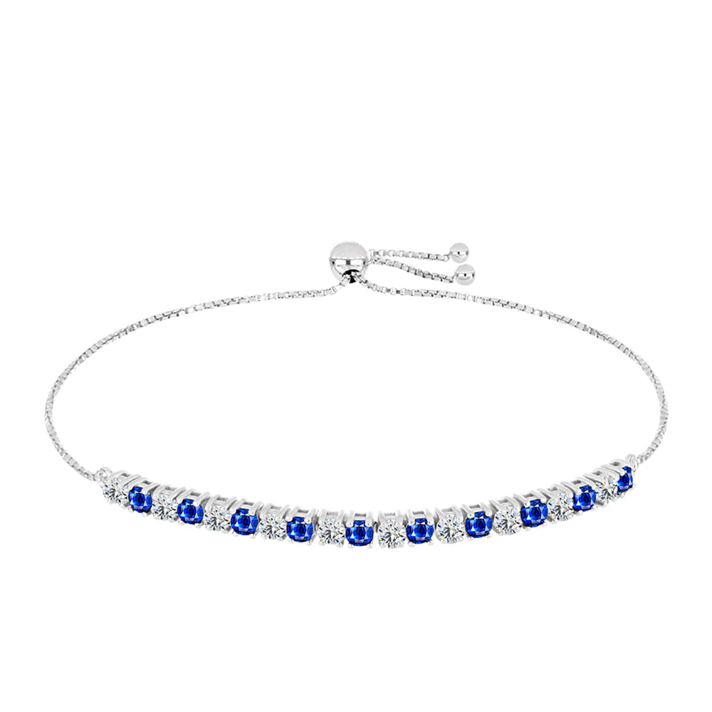 Pulseira de Prata com Safira Azul Australiana e Topázio Branco  Contraste: Cabeca de Veado (800)