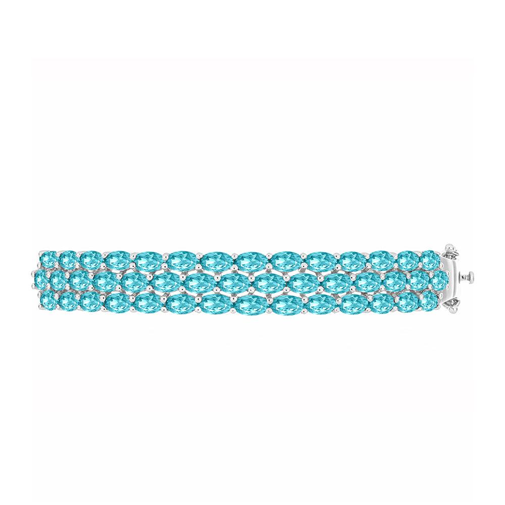 Pulseira de Prata com Quartzo de Paraíba  Contraste: Cabeca de Veado (800)