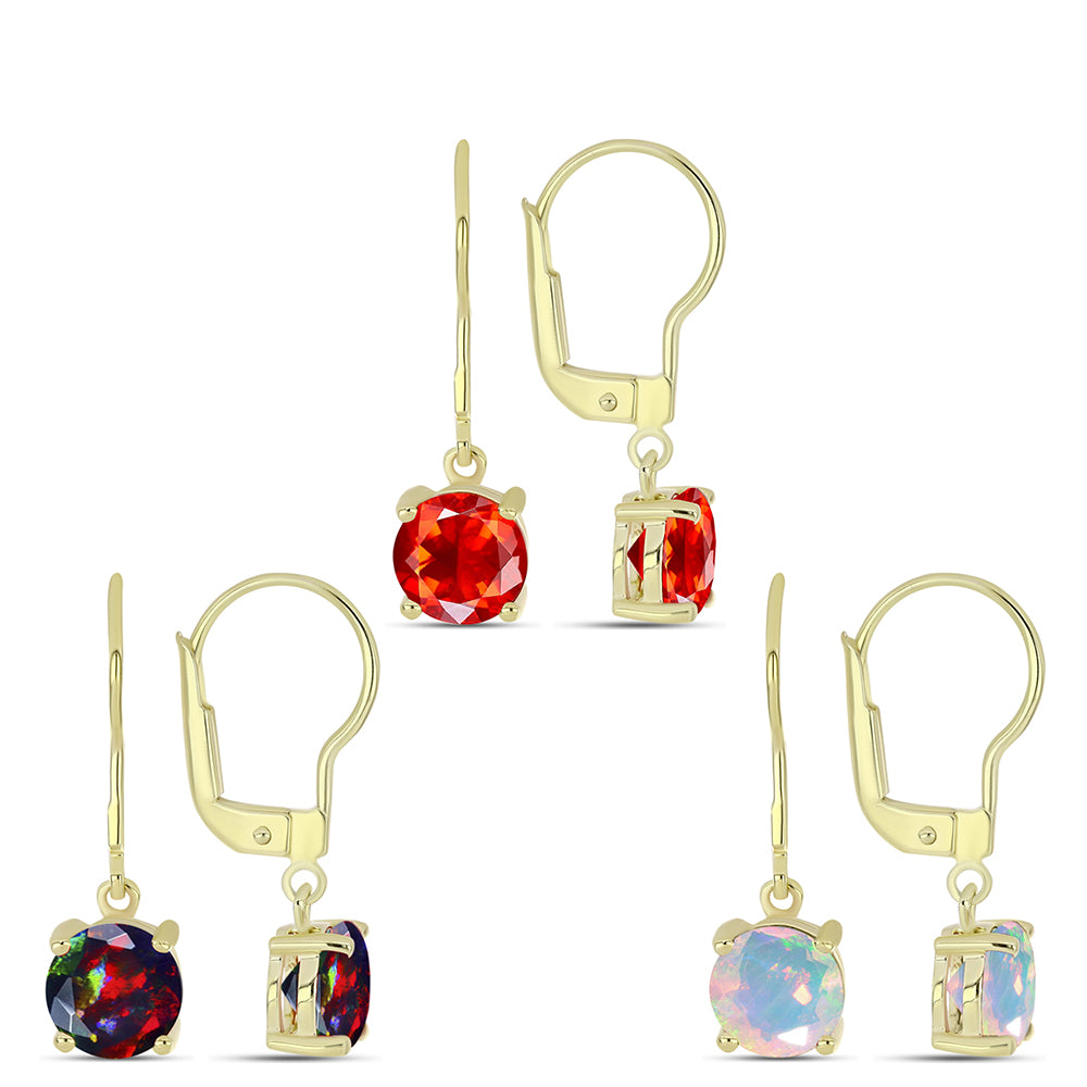 Conjunto de Prata com Banho de Ouro com Opala Vermelha da Etiópia de Lega Dembi e Opala Preta de Lega Dembi da Etiópia ( Brincos )  Contraste: Cabeca de Veado (800)