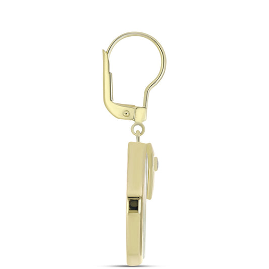 Brincos de Prata com Banho de Ouro com Mãe de Pérola e Topázio Branco