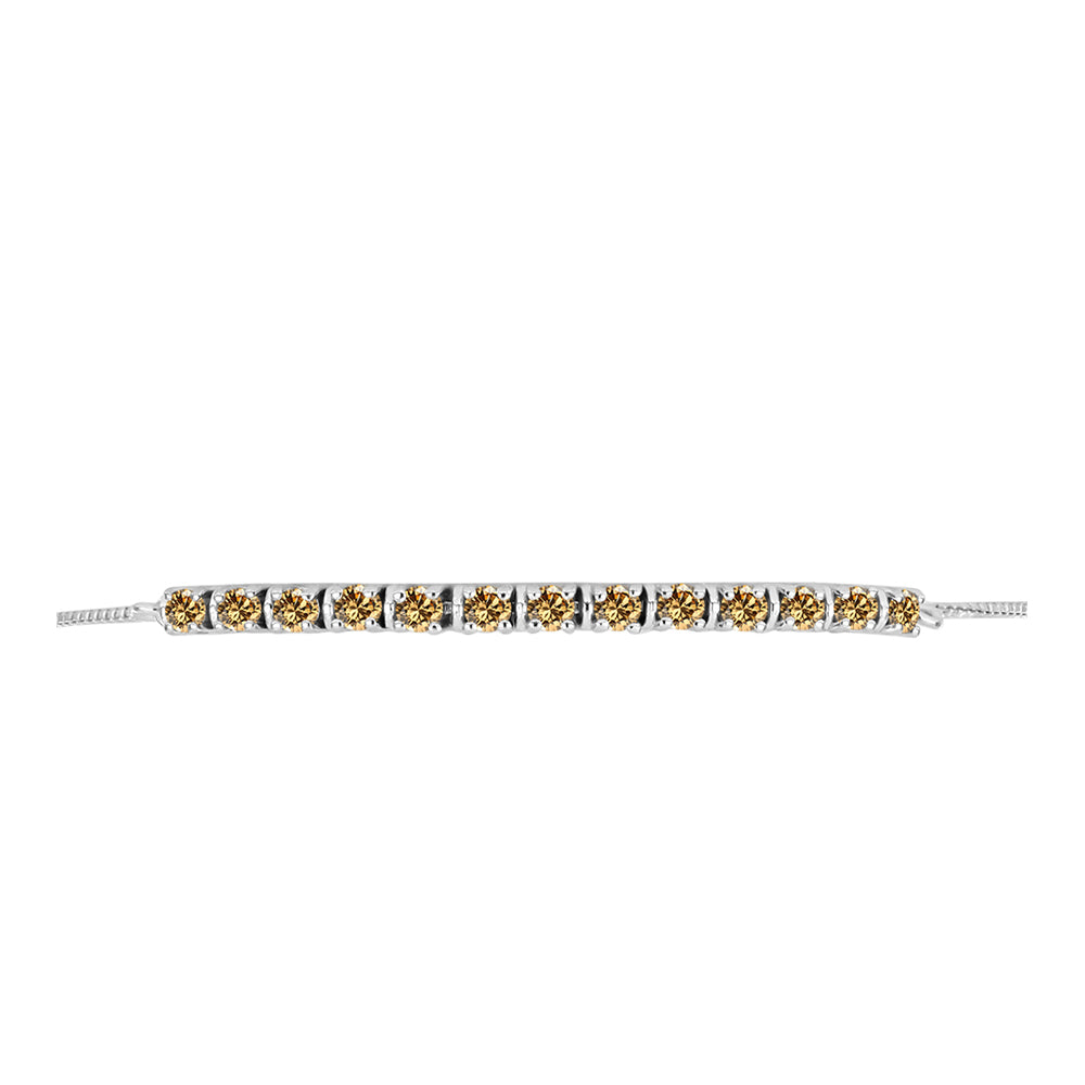 Pulseira de Prata com Moissanite Champagne  Contraste: Cabeca de Veado (800)