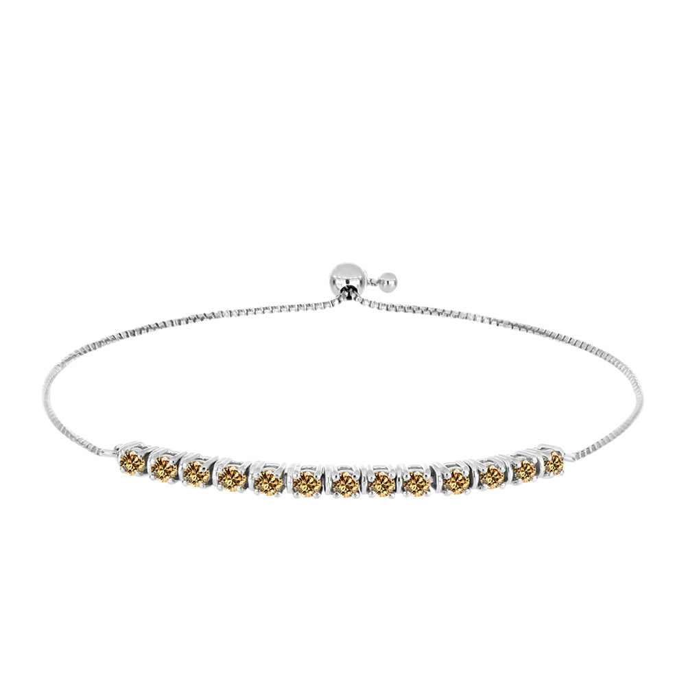 Pulseira de Prata com Moissanite Champagne  Contraste: Cabeca de Veado (800)