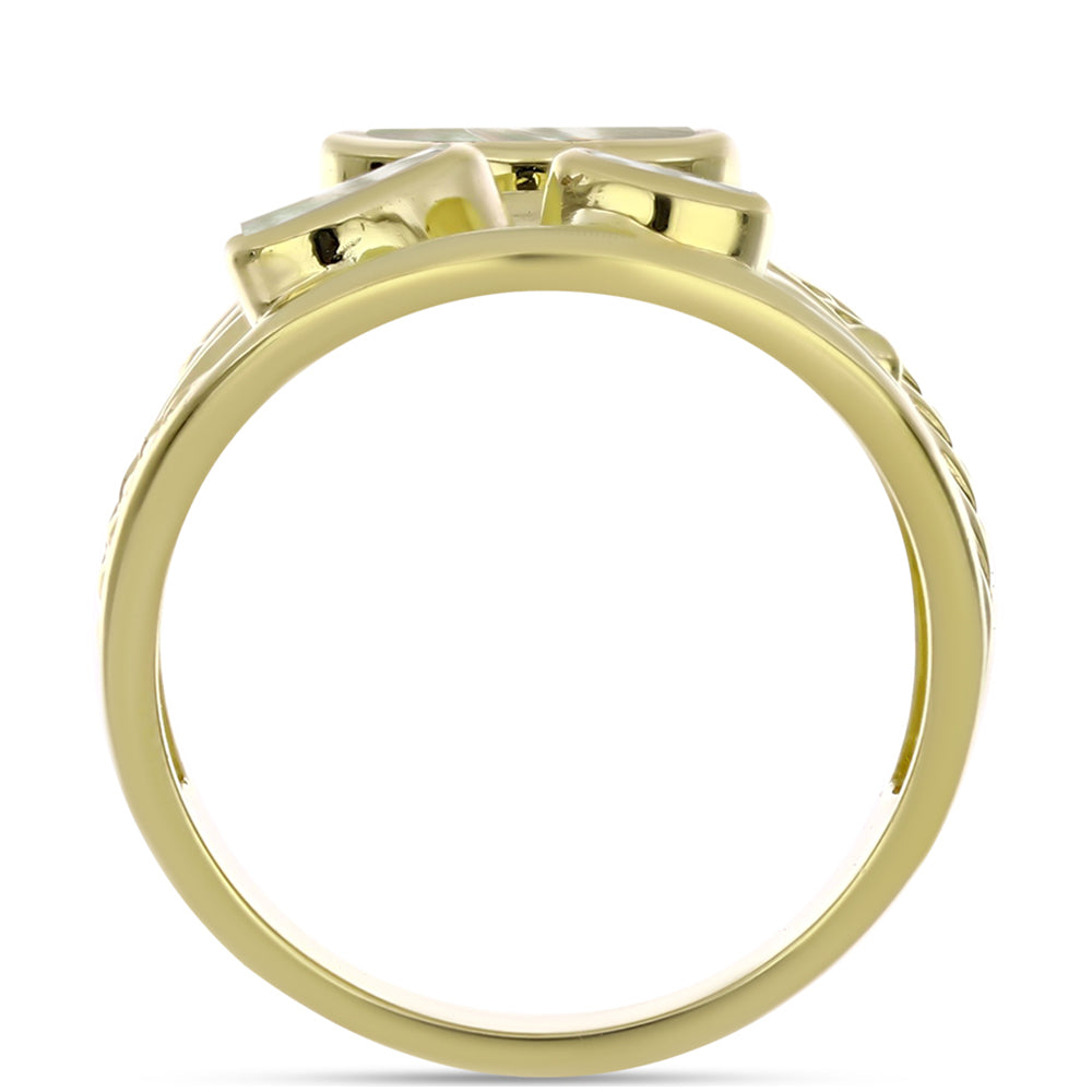 Anel de Prata com Banho de Ouro com Mãe de Pérola  Contraste: Cabeca de Veado (800) 2 