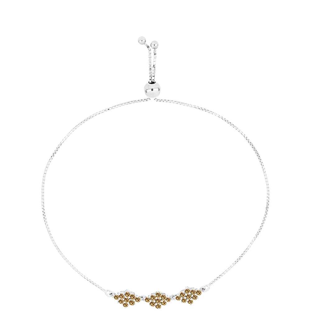 Pulseira de Prata com Moissanite Champagne  Contraste: Cabeca de Veado (800)