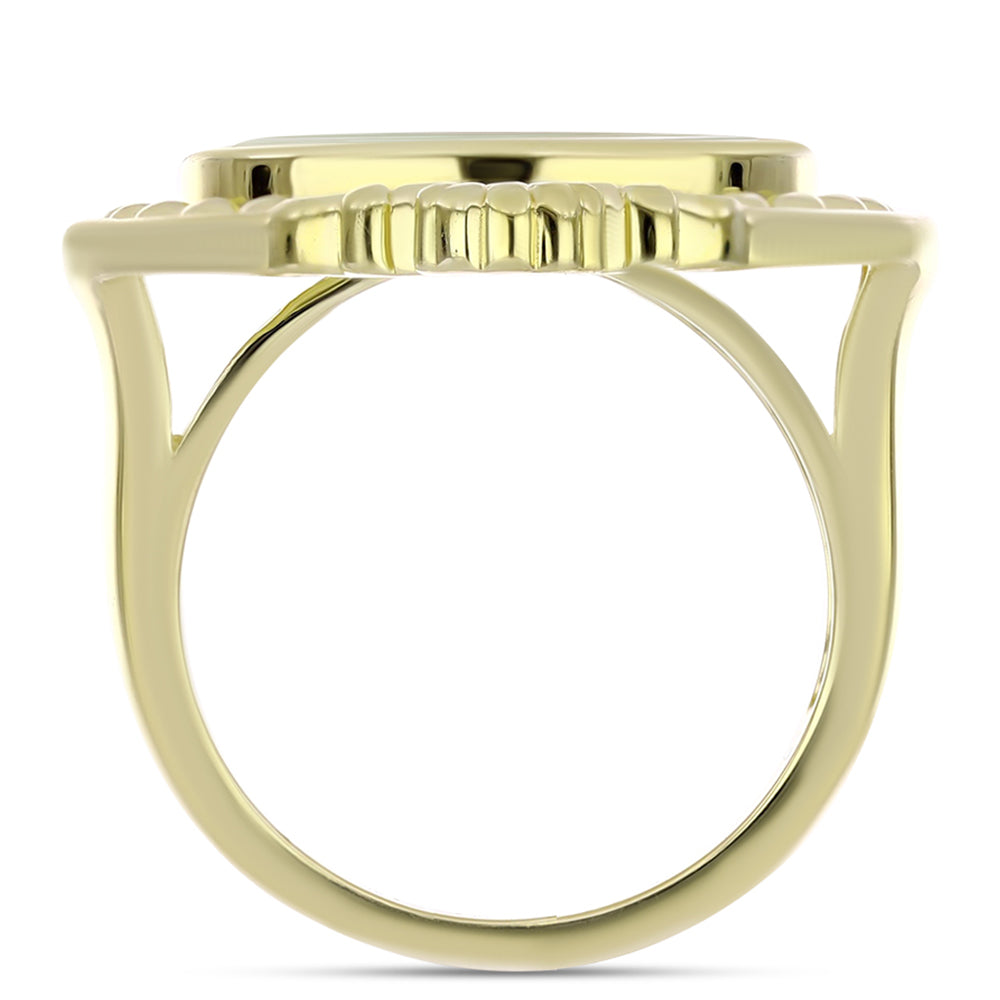 Anel de Prata com Banho de Ouro com Mãe de Pérola  Contraste: Cabeca de Veado (800)