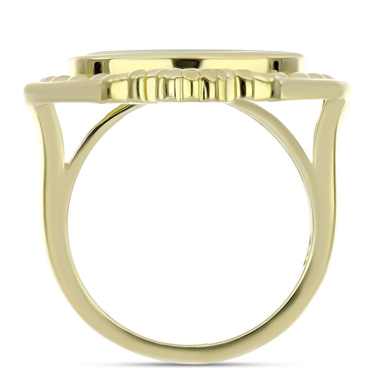 Anel de Prata com Banho de Ouro com Mãe de Pérola  Contraste: Cabeca de Veado (800)