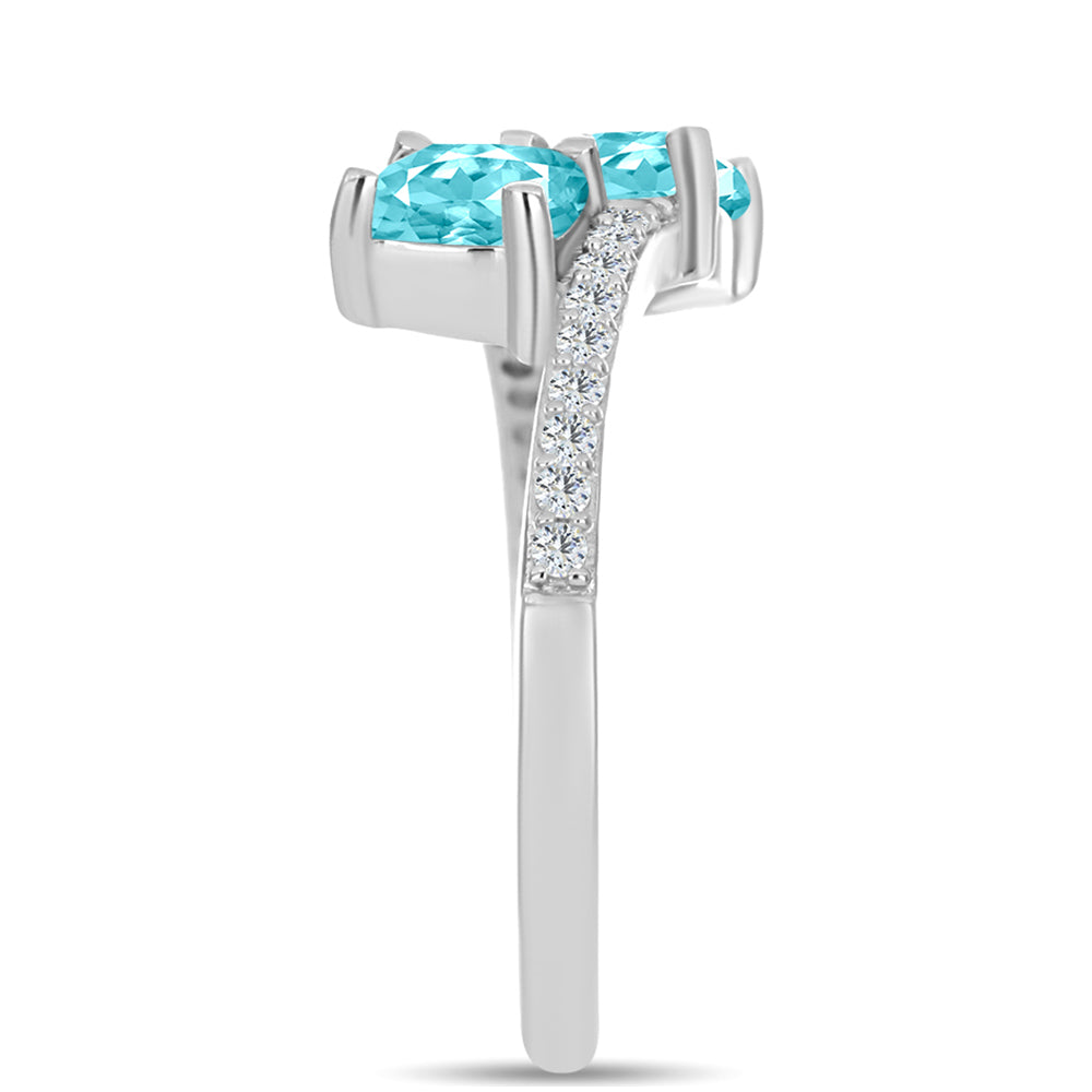 Anel de Prata com Quartzo de Paraíba e Topázio Branco 4 