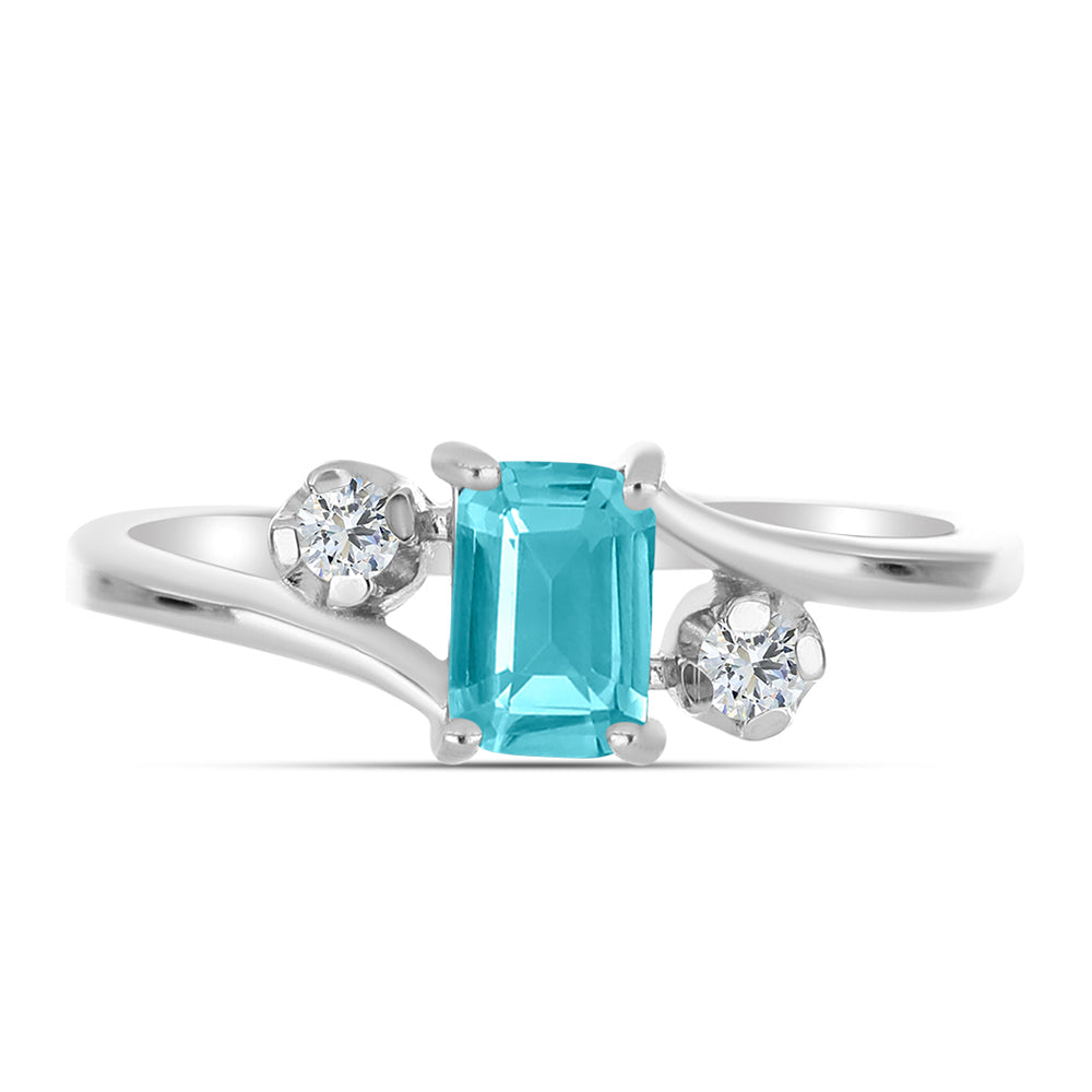 Anel de Prata com Quartzo de Paraíba e Topázio Branco