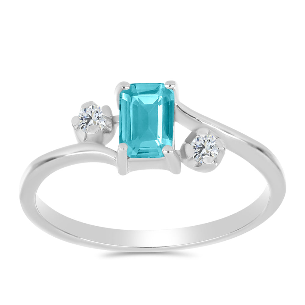 Anel de Prata com Quartzo de Paraíba e Topázio Branco 3 