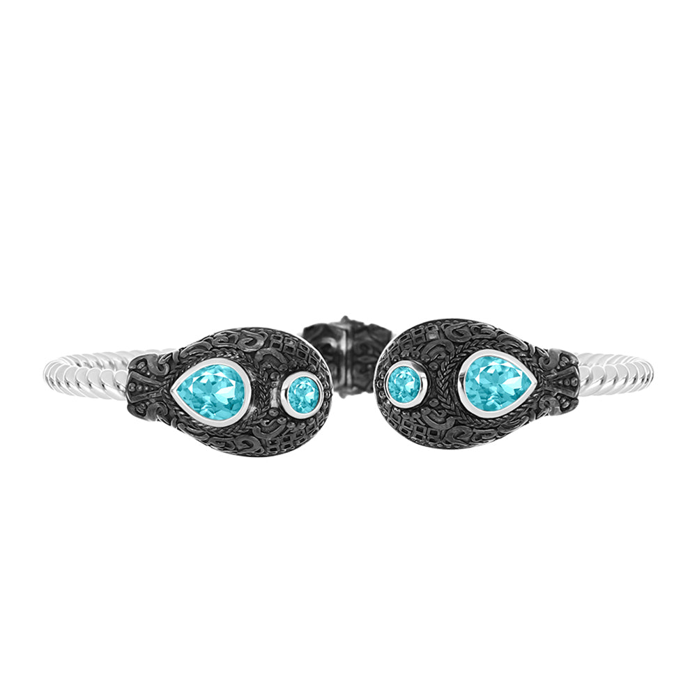 Pulseira de Prata com Quartzo de Paraíba  Contraste: Cabeca de Veado (800)