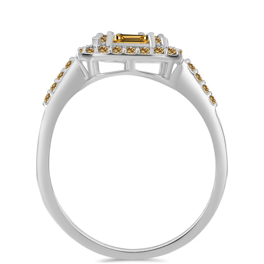 Anel de Prata com Moissanite Champagne