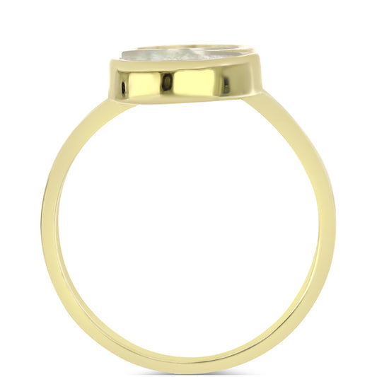 Anel de Prata com Banho de Ouro com Mãe de Pérola  Contraste: Cabeca de Veado (800)