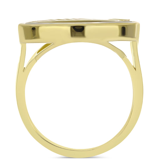 Anel de Prata com Banho de Ouro com Mãe de Pérola  Contraste: Cabeca de Veado (800)