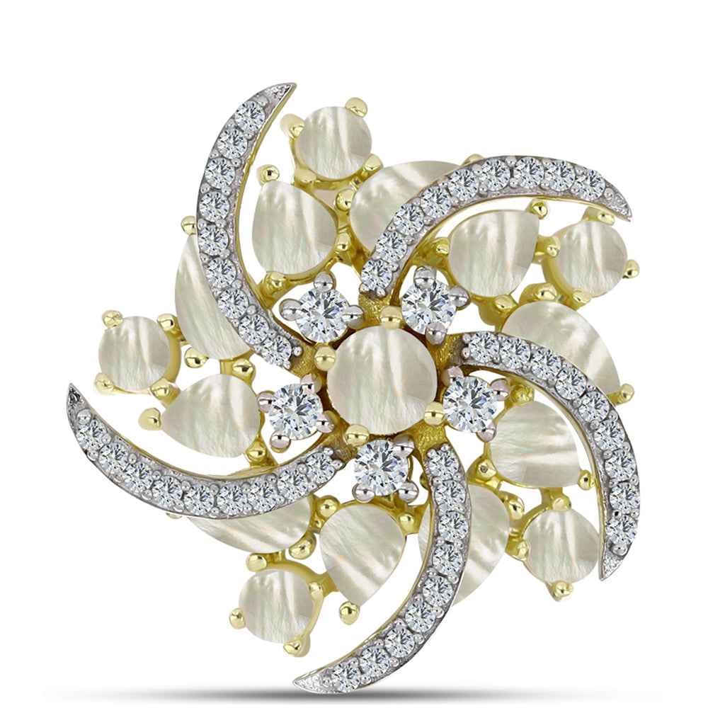 Alfinete de Prata com Banho de Ouro com Mãe de Pérola  Contraste: Cabeca de Veado (800) 1 